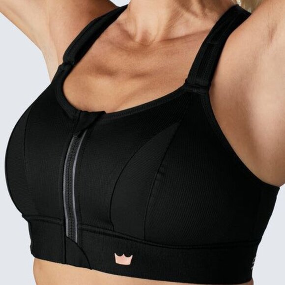 SHEFIT Women's Ultimate High Impact Sports Bra Black Gold Adjustable - Picture 1 of 9